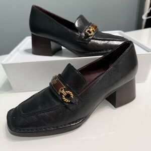 Tory Burch Black Loafers with Gold Detail